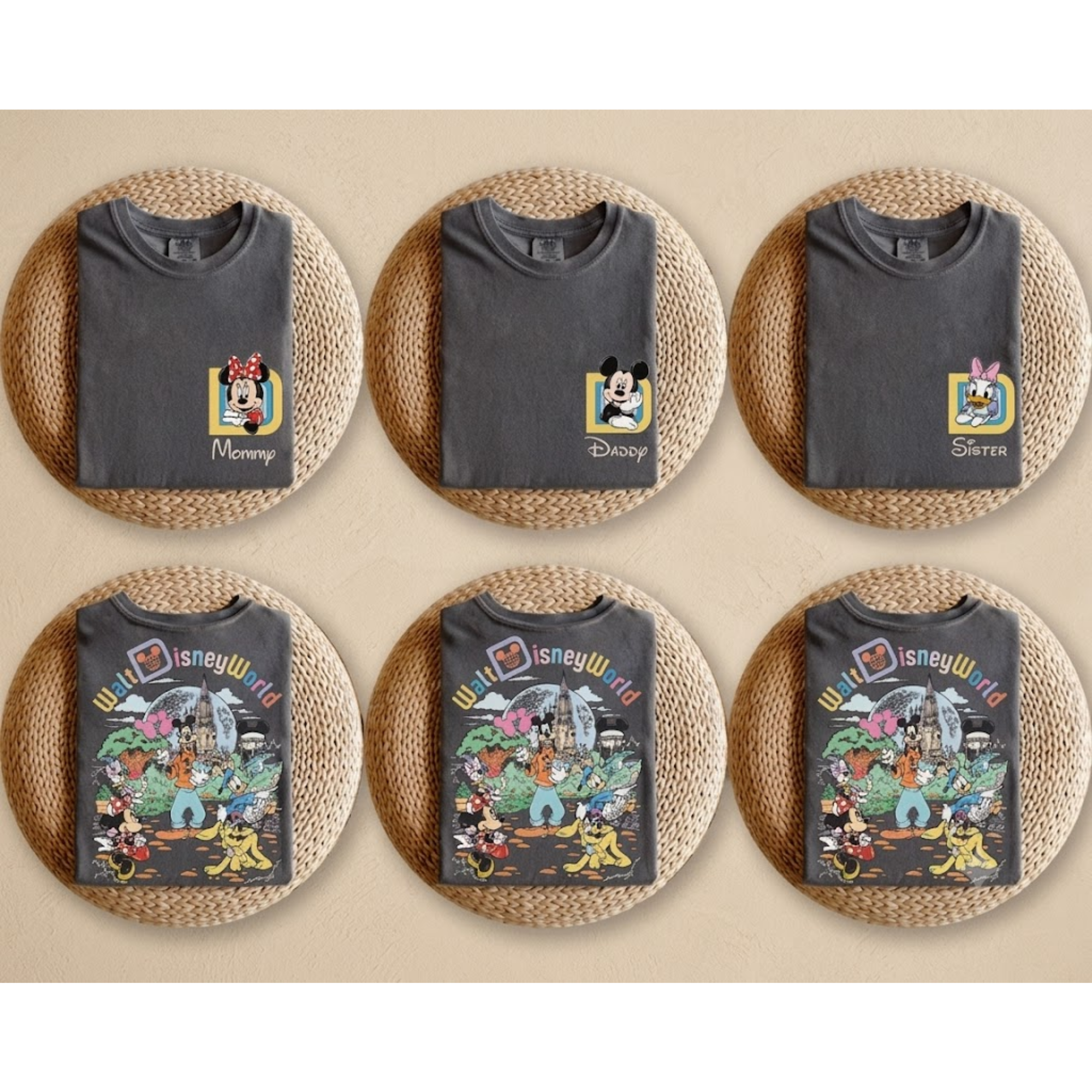 Custom 2-Sided Cartoon Mickey Minnie Family Vacation Shirts