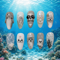 Cute Baby Seal Ocean Pearl 3D Press On Nails