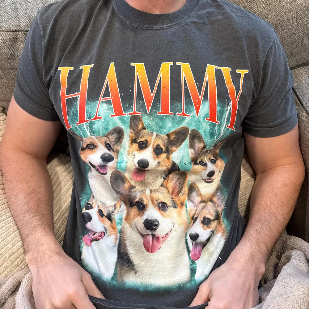 Custom Vintage 90s Bootleg RapPet T-Shirt, Personalized Retro Photo Dog Cat Shirt