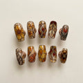 Amber Stained Glass Floral Nails