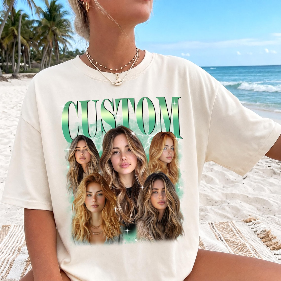 Custom Bootleg Picture Shirt, Personalized Photo Collage Tee