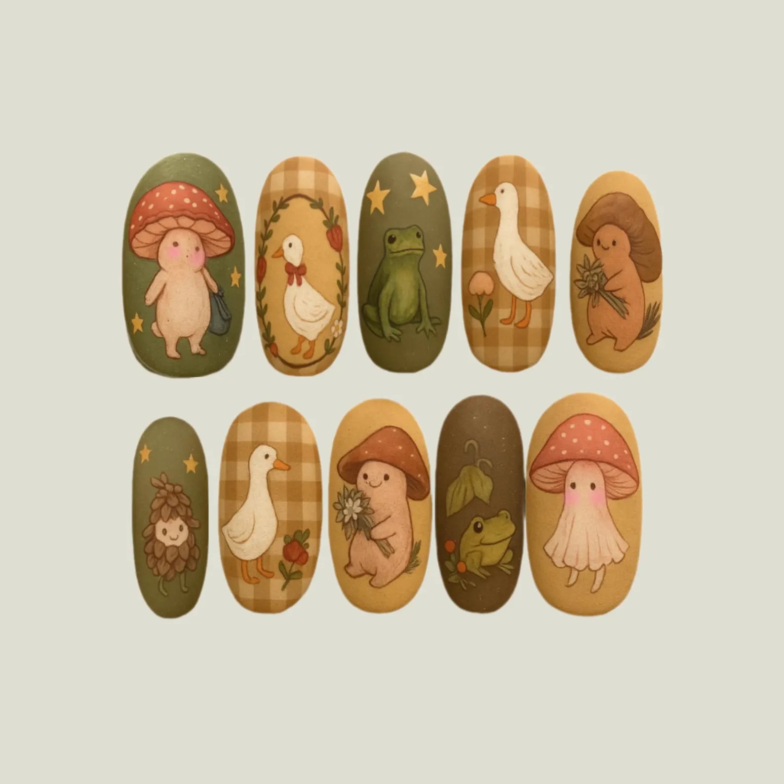 Vintage Cottagecore Garden Nails