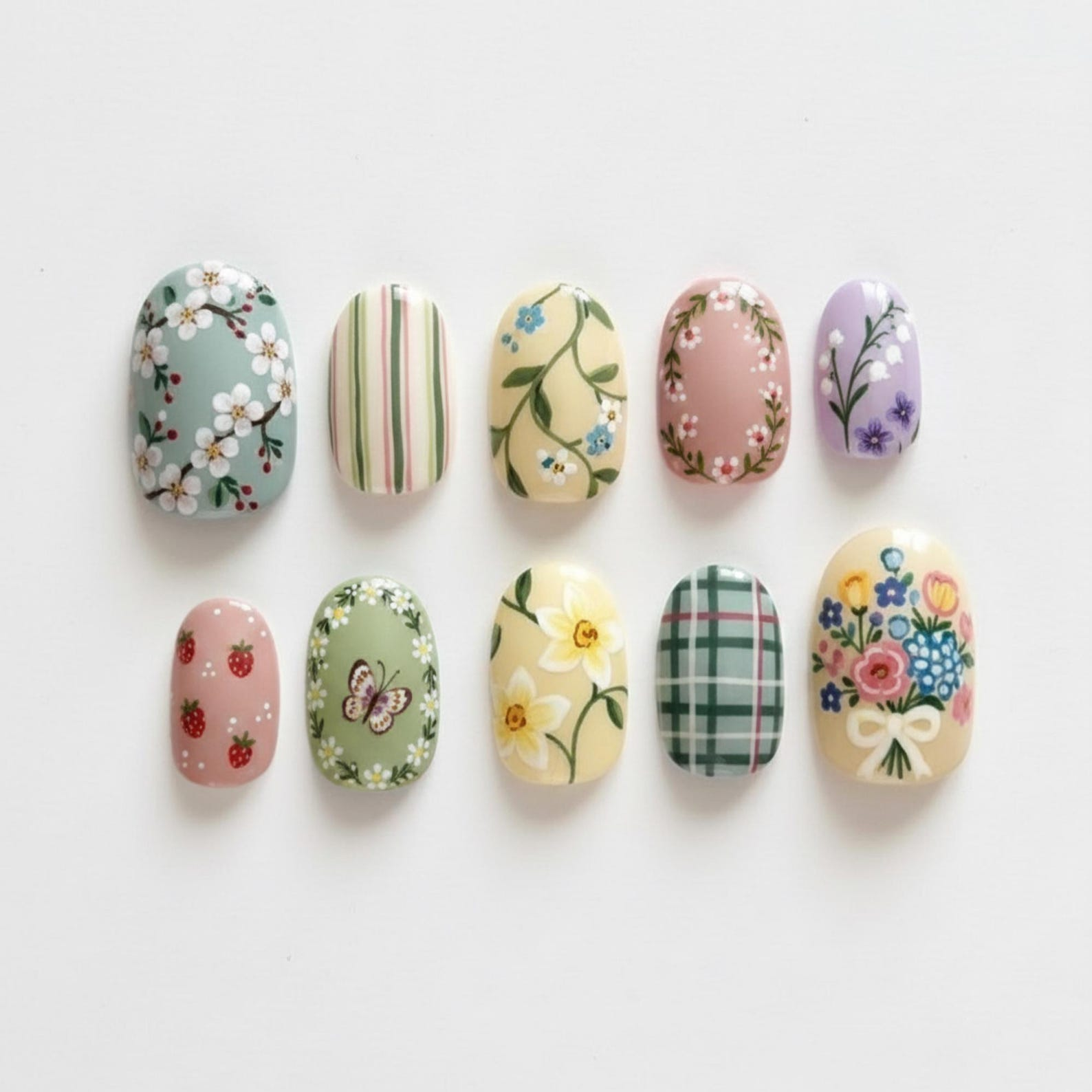 Vintage Floral Spring Cottagecore Nails