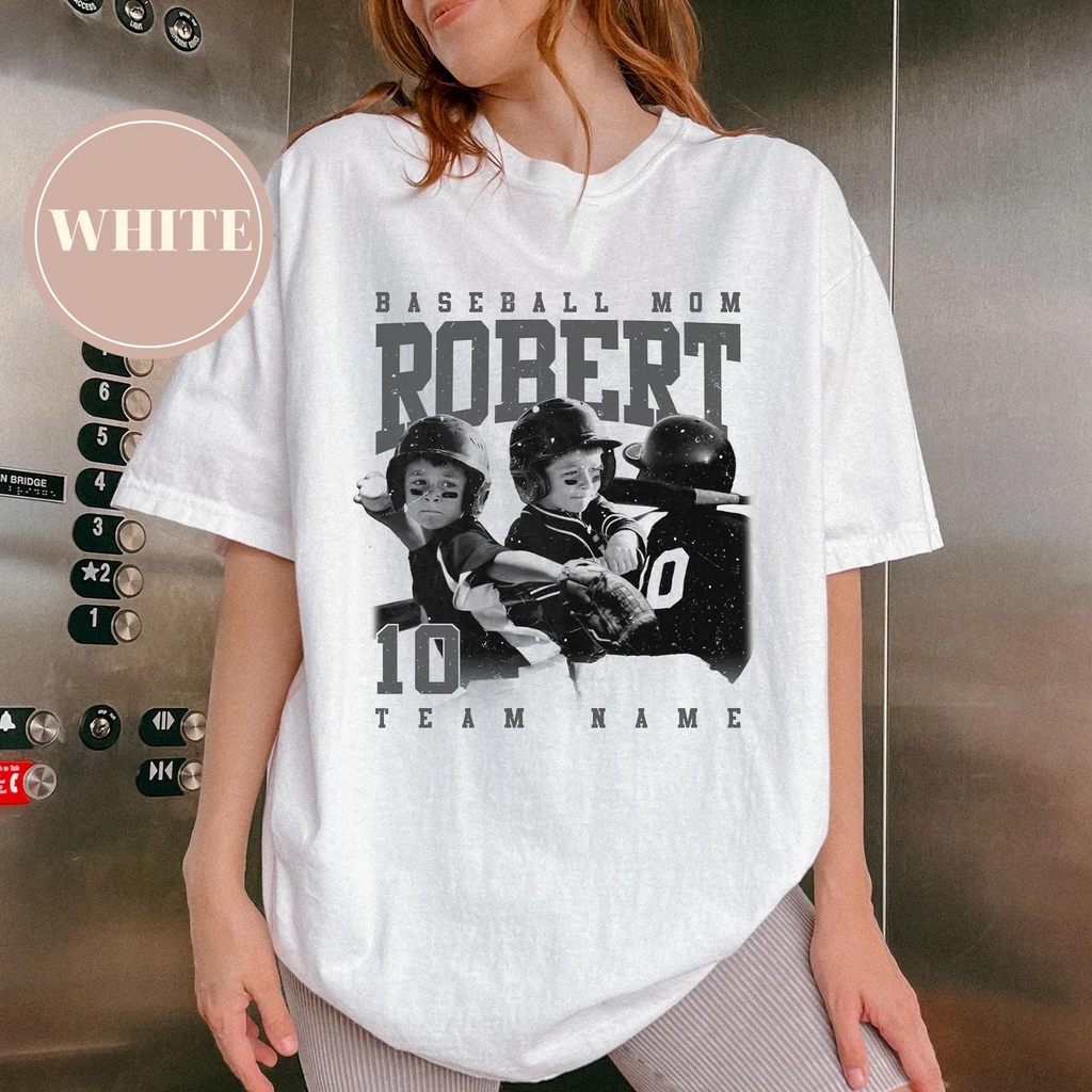 Custom Baseball Mom Sport Player Photo Shirt