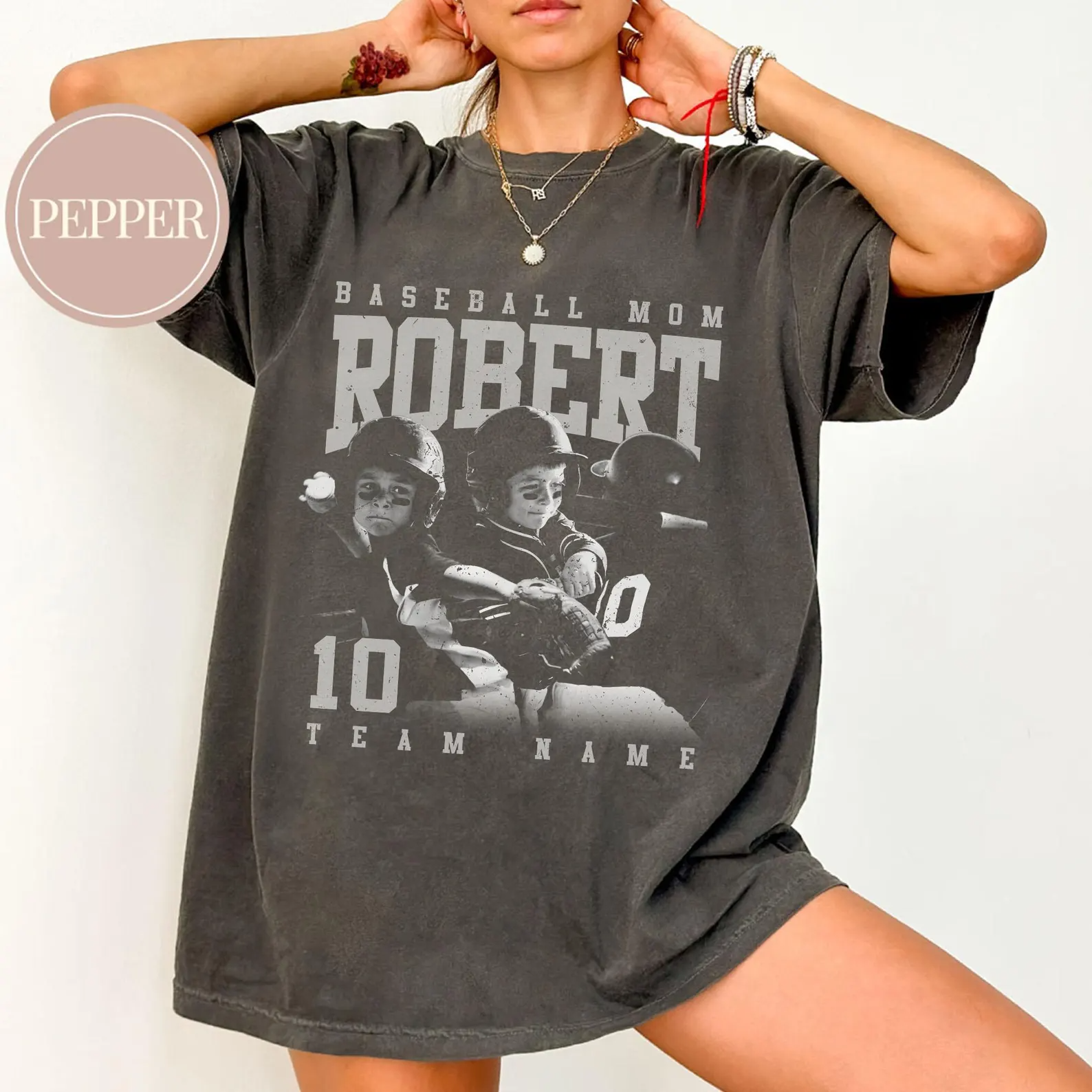 Custom Baseball Mom Sport Player Photo Shirt