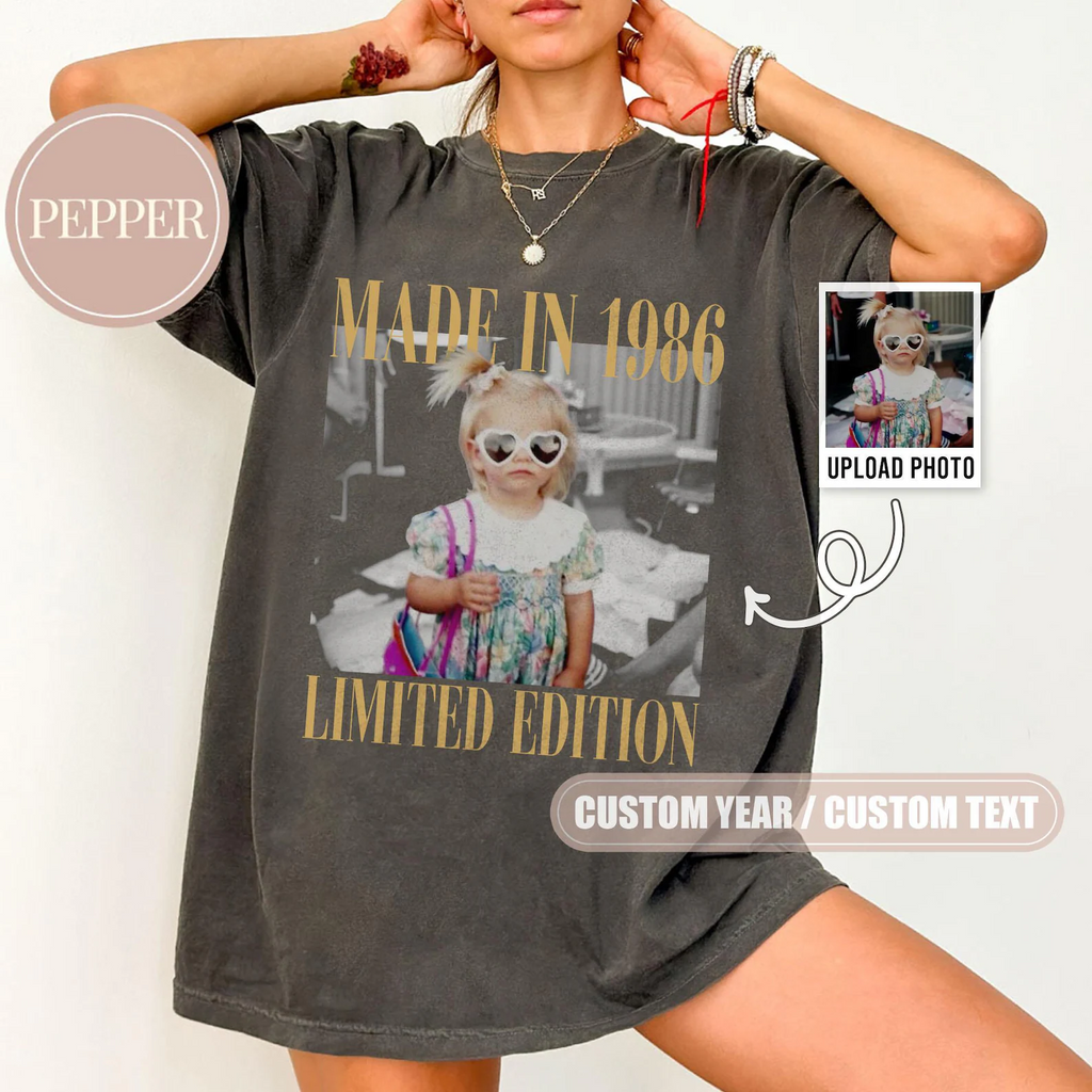 Personalized Vintage Photo And Year Birthday Shirt