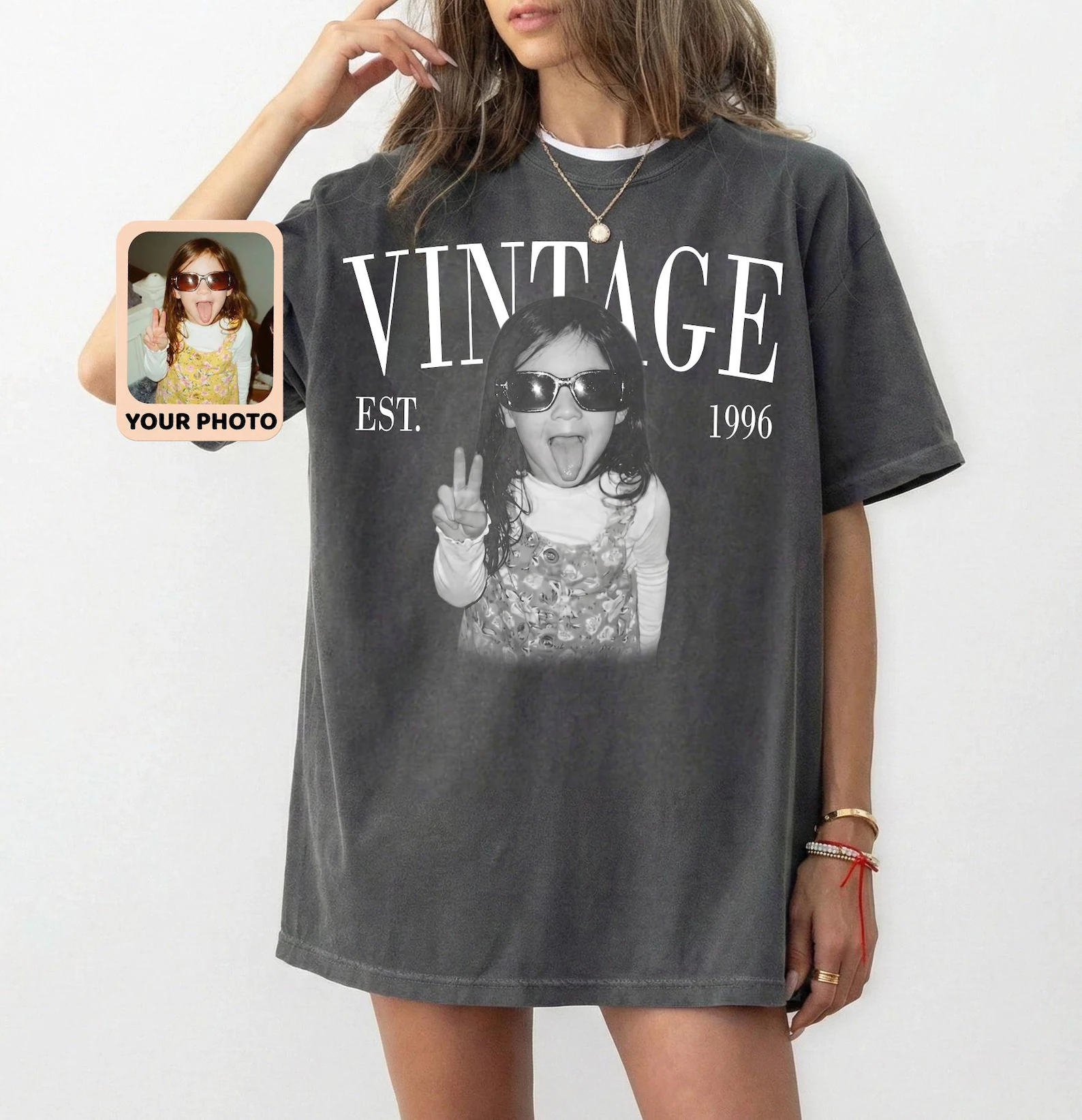 Personalized Photo Vintage Shirt, Custom Birthday Tee