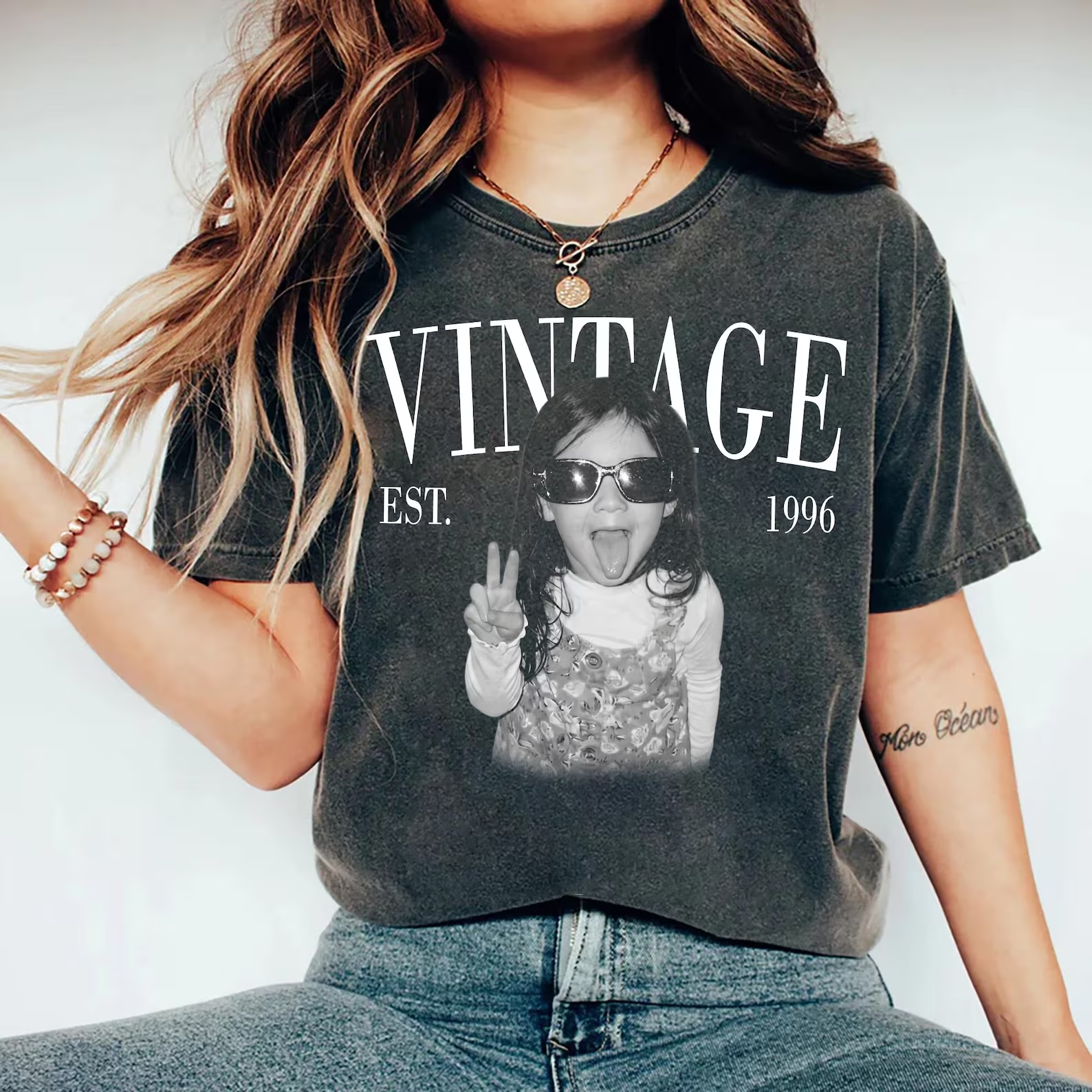 Personalized Photo Vintage Shirt, Custom Birthday Tee