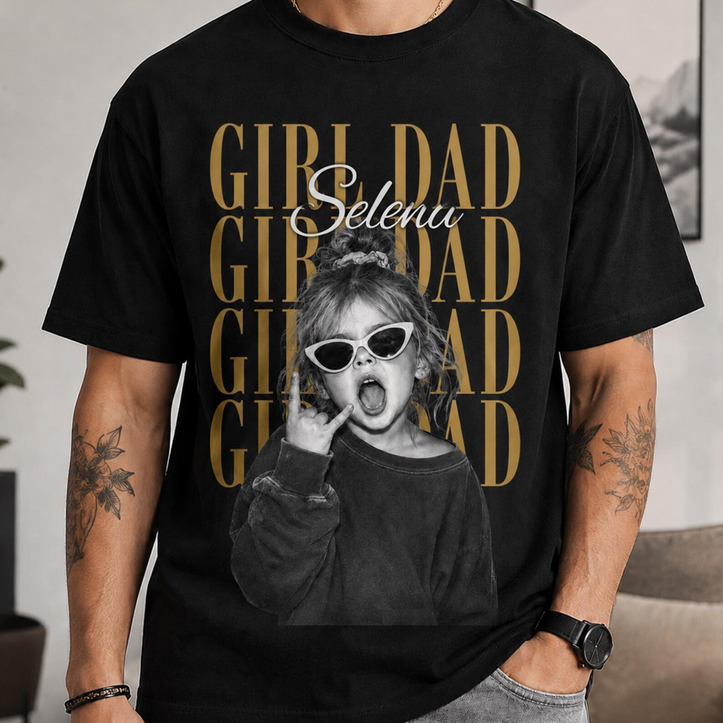 Personalized Dad Vintage Photo Shirt with Kids Photo