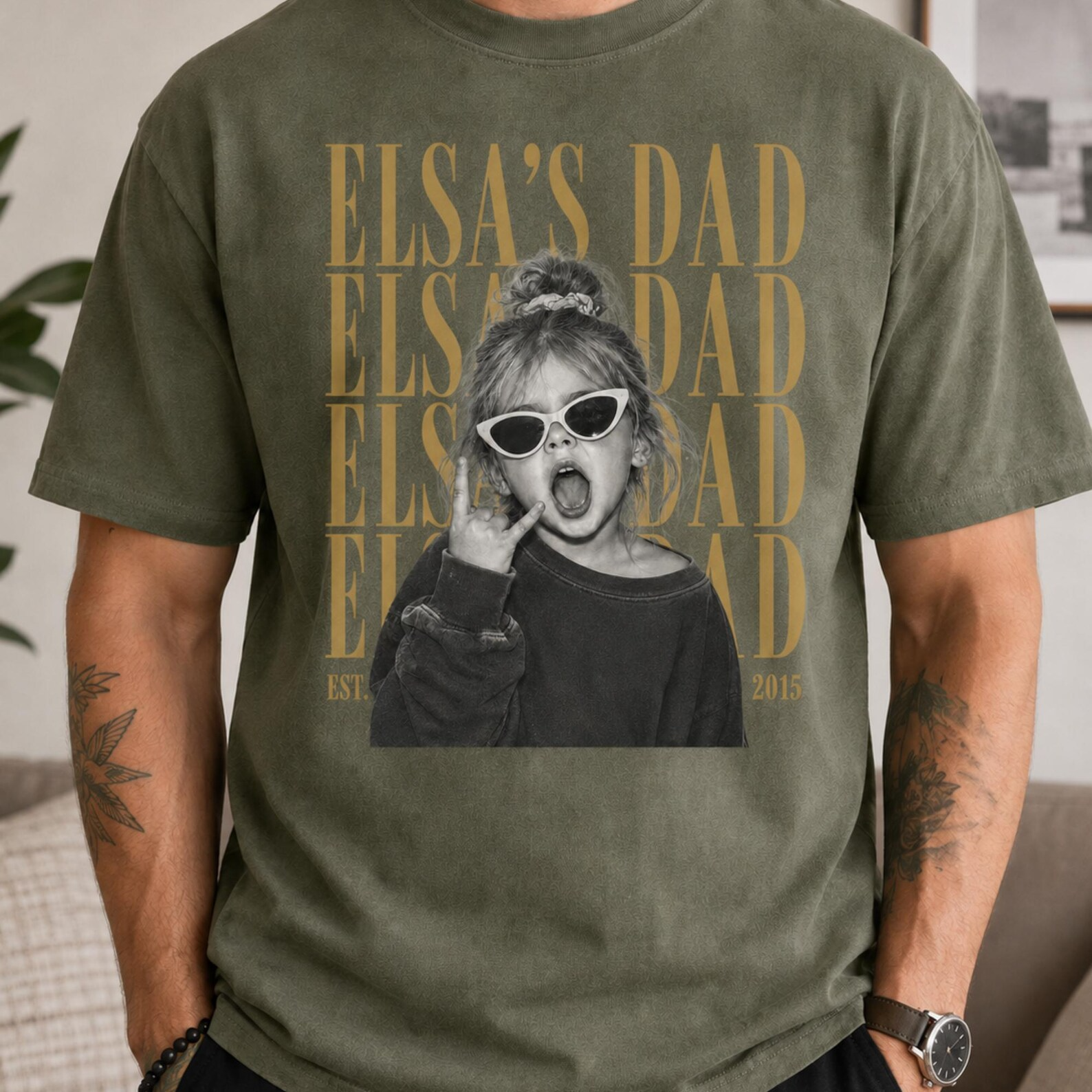 Personalized Dad Vintage Photo Shirt with Kids Photo