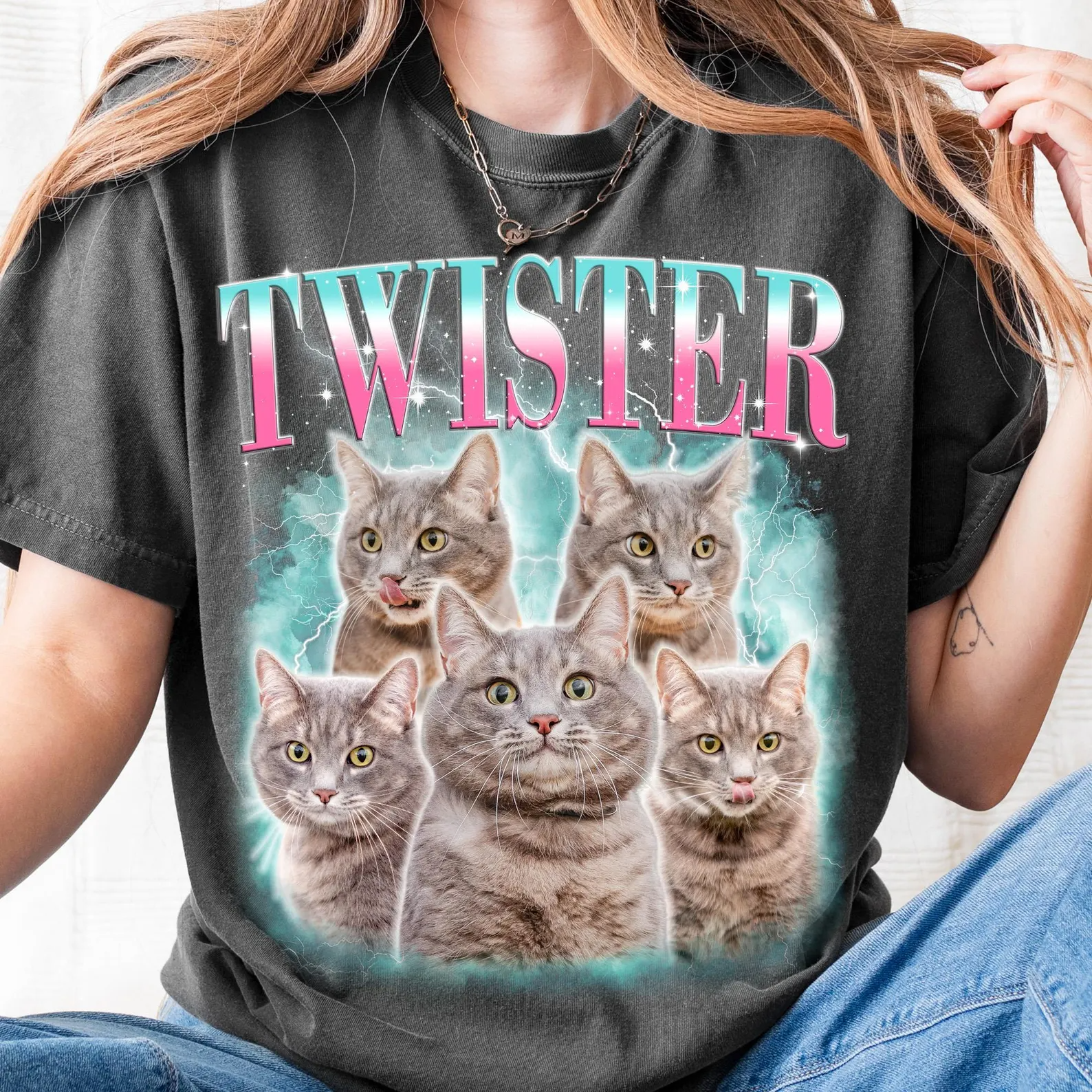 Custom Vintage 90s Bootleg RapPet T-Shirt, Personalized Retro Photo Dog Cat Shirt