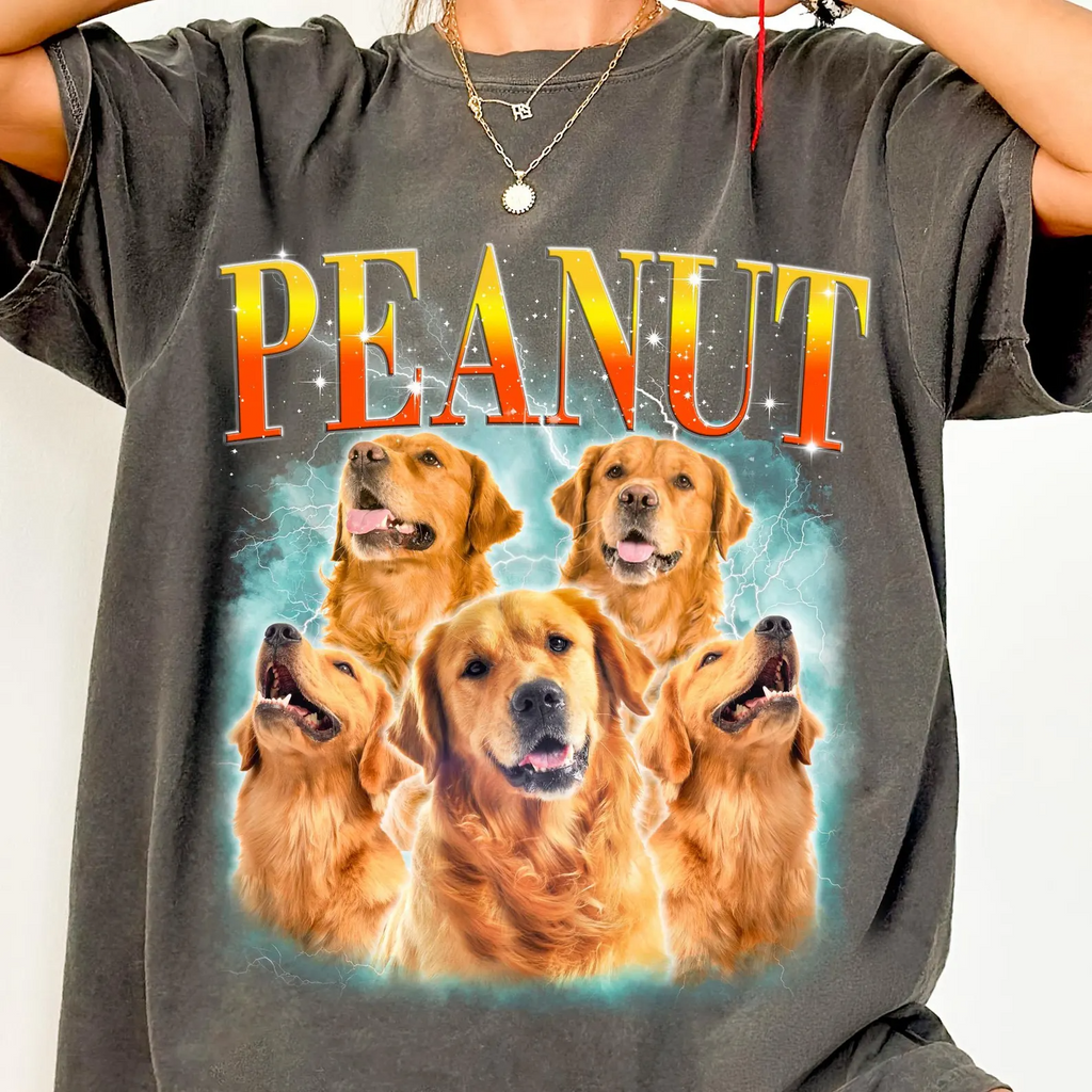 Custom Vintage 90s Bootleg RapPet T-Shirt, Personalized Retro Photo Dog Cat Shirt