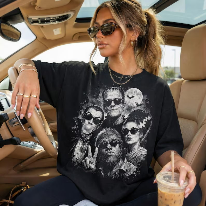 Retro Halloween Monsters Selfie Spooky Shirt