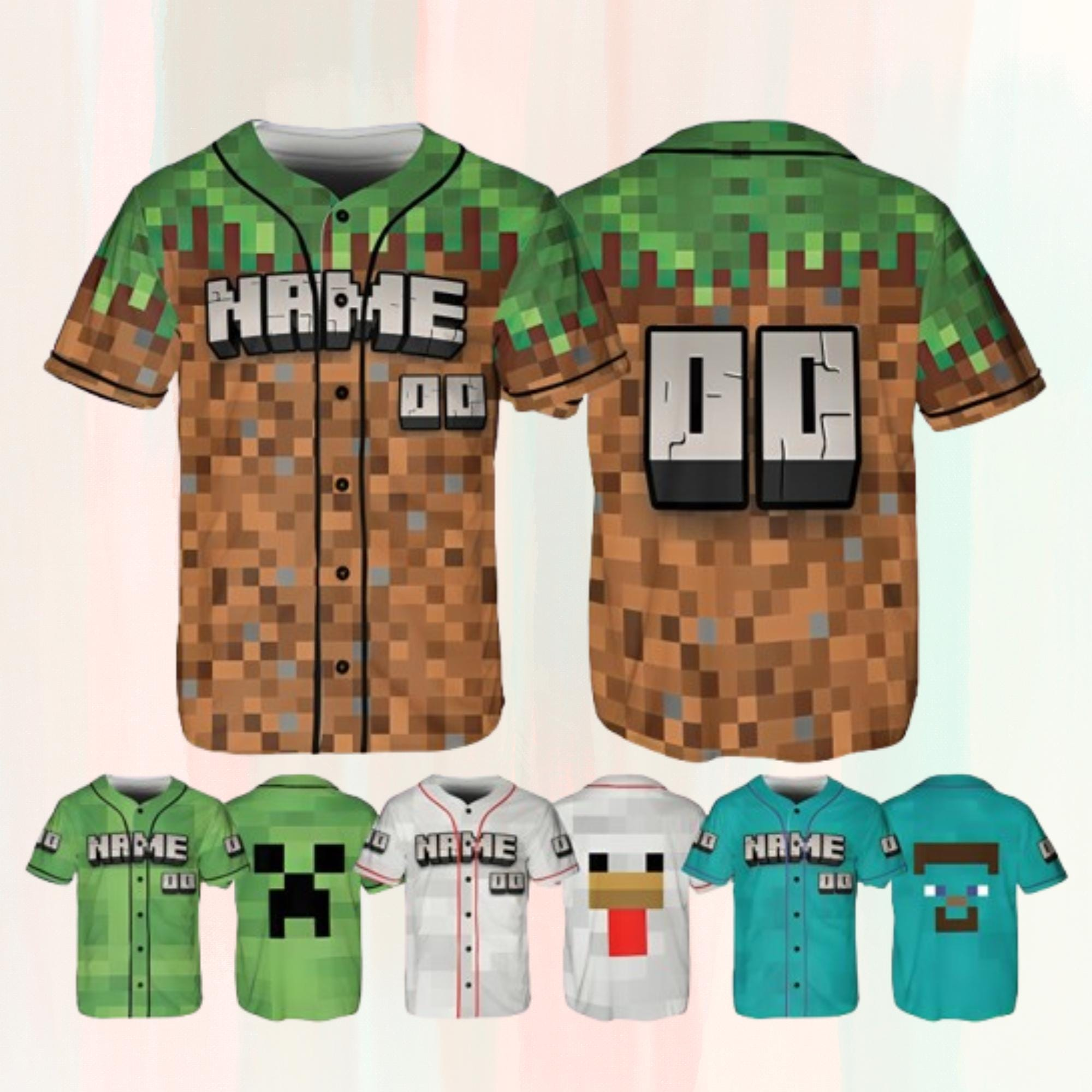 Custom Block Game Baseball Jersey Shirt