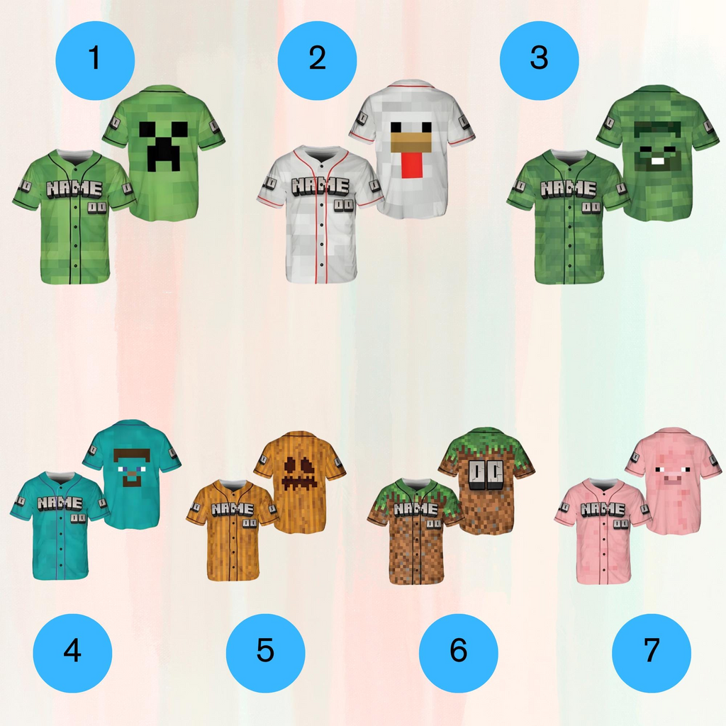 Custom Block Game Baseball Jersey Shirt