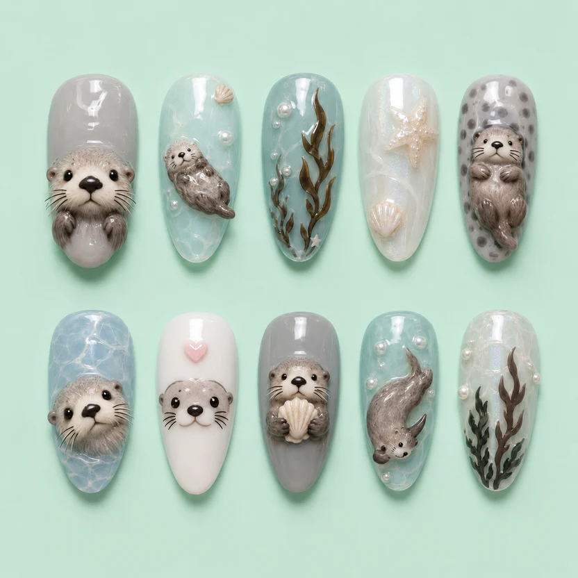 Sea Otter Cottagecore Press On Nails