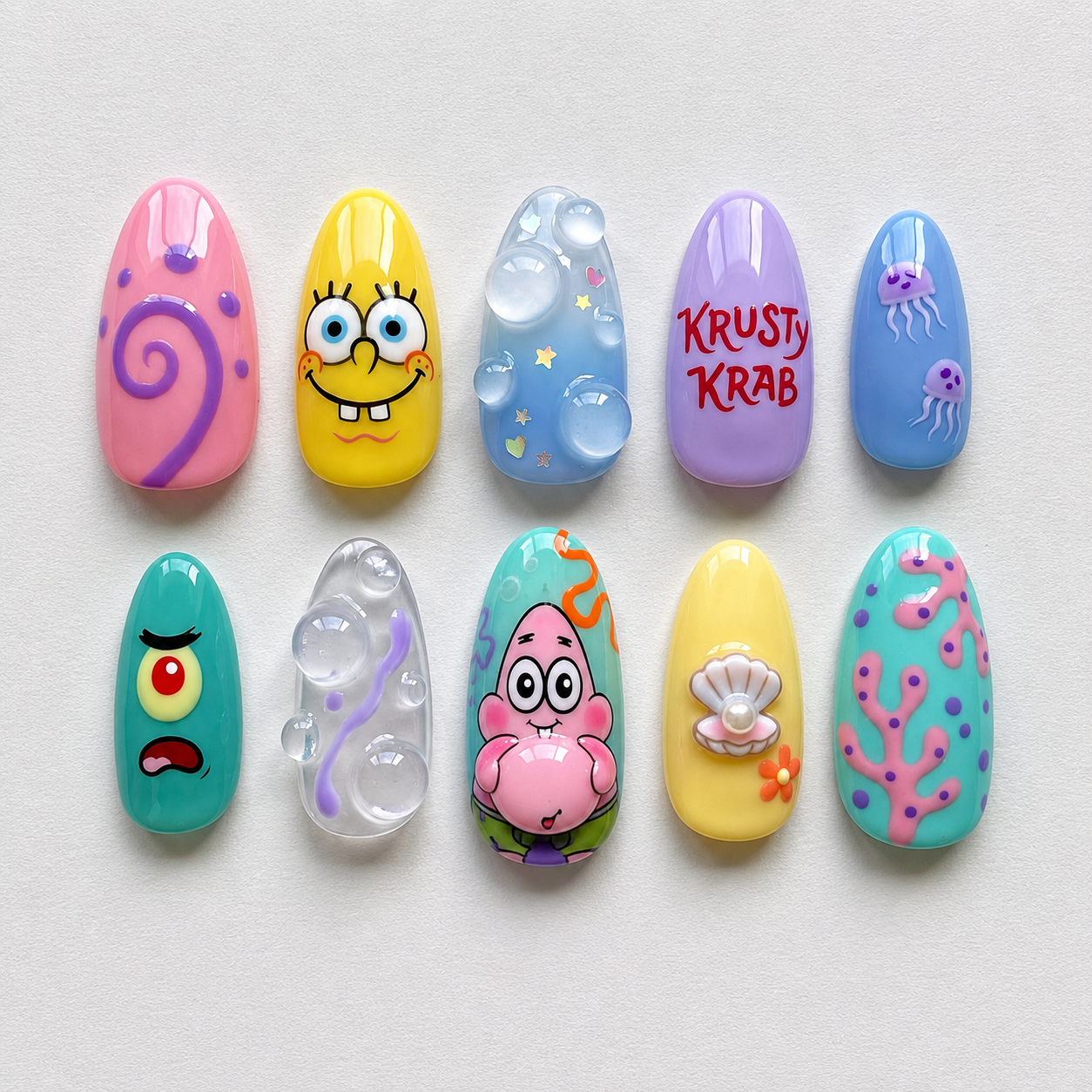 Ocean Submarine Cartoon Character Nail Set